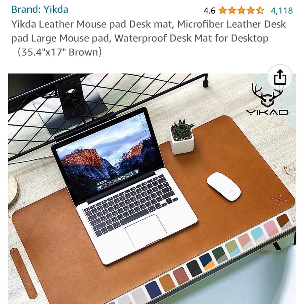 Leather Mouse pad Desk mat, Microfiber Large Waterproof 35.4"x17" Brown